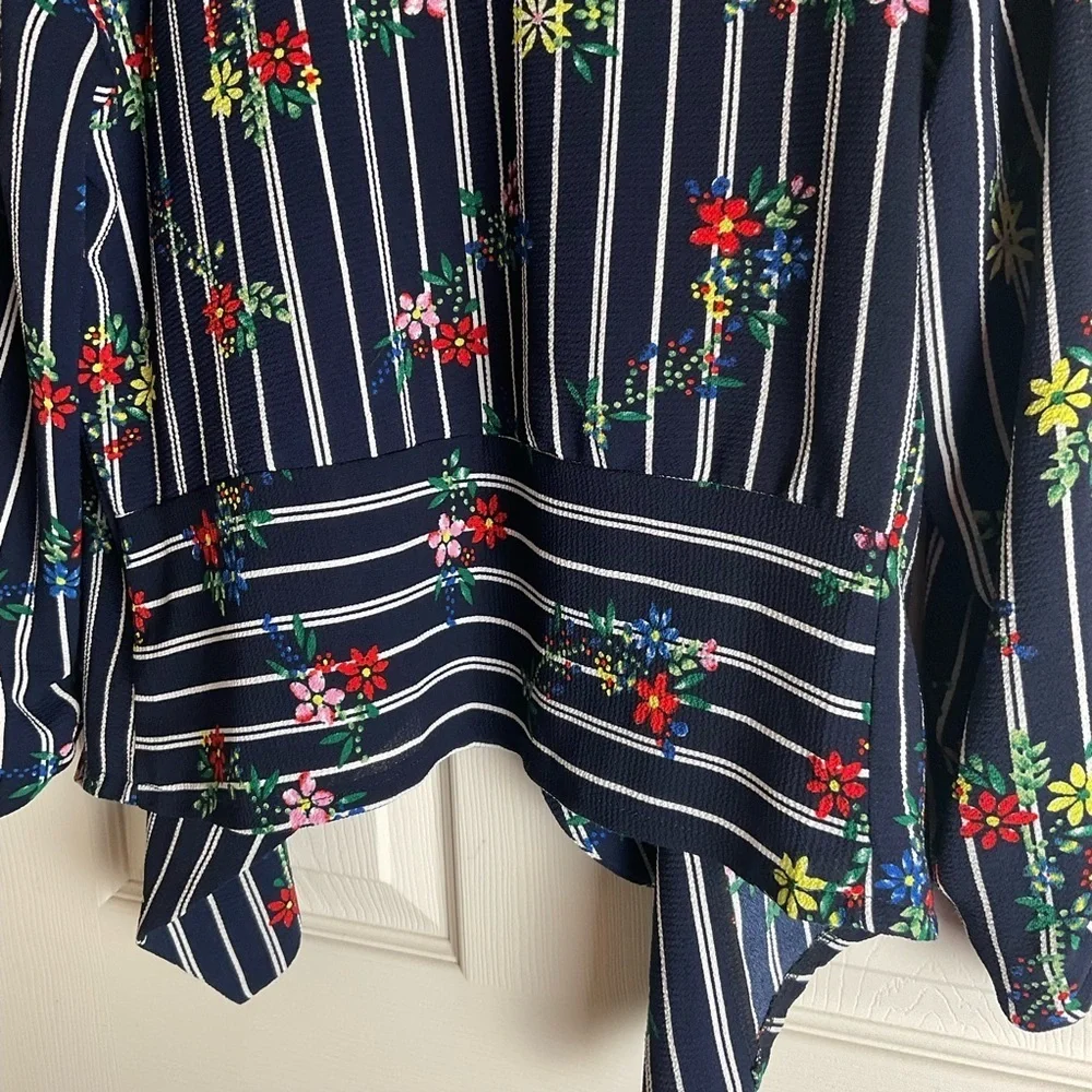Jon & Anna Floral & Striped Open Front Cardigan size medium